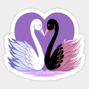 Heart Loving Swans Sticker